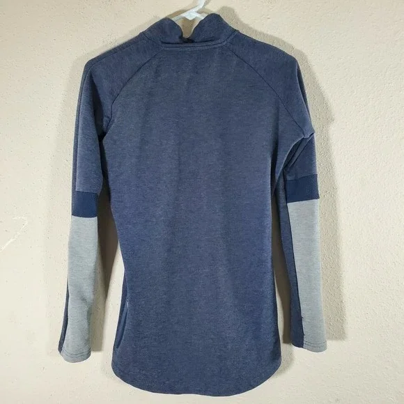 Gymshark Quarter Zip Pullover Athletic Jacket Womens  M Blue Gray Thumb Holes - Picture 4 of 12